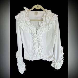 NaraCamicie Ruffle Tie Front Blouse Coquette Piratecore Renaissance Top  IV (L)